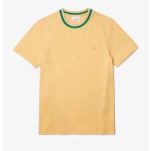 Lacoste Men's Crew Neck Striped Cotton T-Shirt Yellow Size XXL NWT Regular Fit